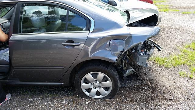 Car with bumper smashed in from an accident