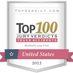 Firm badge top 100 truck accident verdicts United States 2022 Mcdivitt law