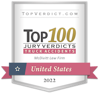 Firm badge top 100 truck accident verdicts United States 2022 Mcdivitt law